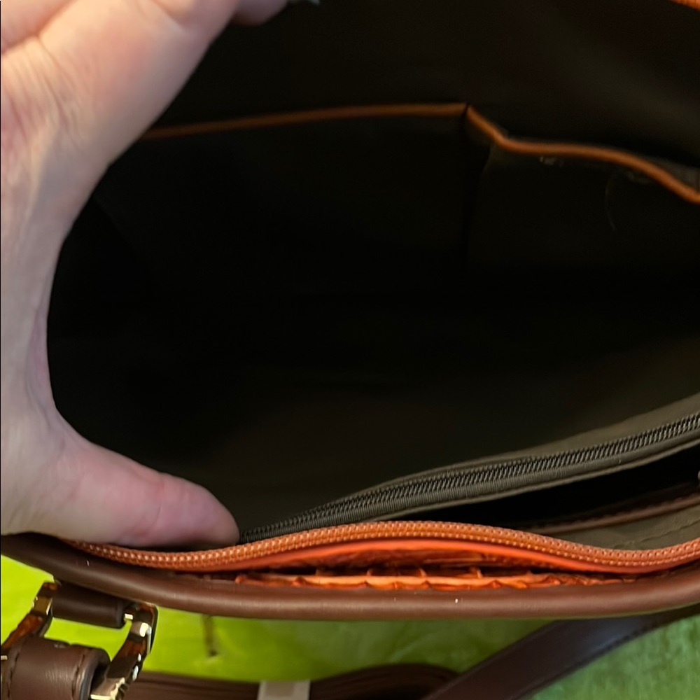 Elegant Brown and Orange CrocTextured Tote Bag - Picture 8 of 10